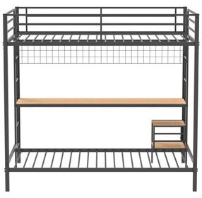 Bettoni Black and Brown Full Over Twin Workstation Bunk Bed