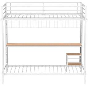 Bettoni White and Brown Full Over Twin Workstation Bunk Bed