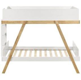 Frankie White And Natural Wooden Twin Over Twin Bunk Bed