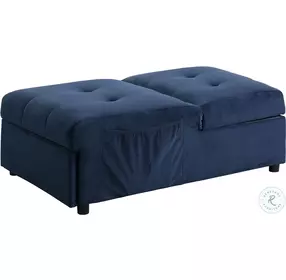 Garrell Dark Blue Lift Top Storage Bench With Pull Out Bed