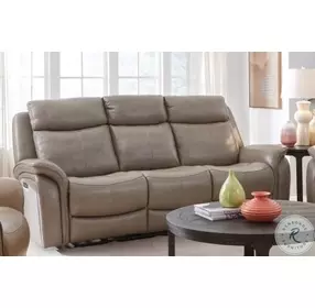 Grant Liverpool Cobblestone Leather Power Headrest Reclining Sofa