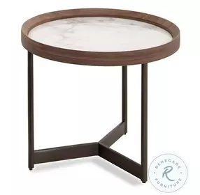 LP 462 Jazz White Ceramic Top And Rich Walnut End Table