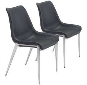 Magnus Black And Brushed Stainless Steel Dining Chair Set Of 2