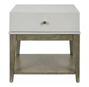 Berkley Square Linen and Khaki Rectangular Chairside Table
