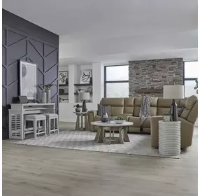 Berkley Square Linen and Khaki Round Occasional Table Set