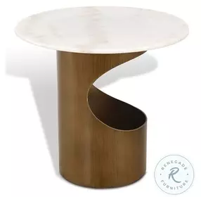 LP 469 White Marble And Antique Brass End Table