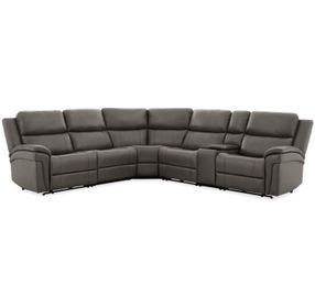 Spencer Lambert Granite Leather 6 Piece Modular Power Reclining Sectional with USB Charging