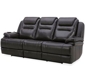 Keaton Chocolate Leather 92" Triple Power Massage Reclining Sofa with USB Charging