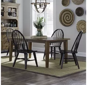 Stone Ridge Tobacco and Black 5 Piece Extendable Rectangular Dining Set
