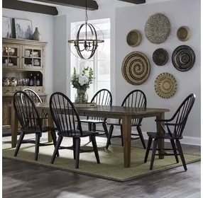 Stone Ridge Tobacco and Black 7 Piece Extendable Rectangular Dining Set