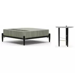 Madera Verdigris Koto and Modern Walnut Occasional Table Set