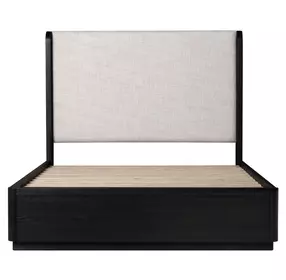 Modena Midnight Blue and Cream Full Upholstered Panel Bed