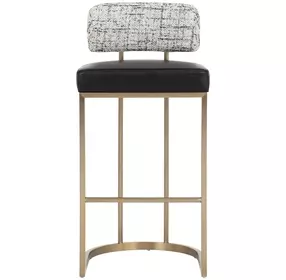 Sylvara Bravo Black and Halton Birch Performance Fabric Bar Stool