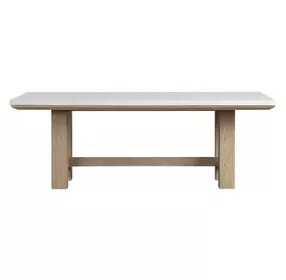 Cornerstone French Oak and White 84" Rectangular Stone Top Dining Table