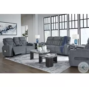 Forest Lake Steel Next-Gen Nuvella Performance Fabric Power Reclining Living Room Set with Adjustable Headrest