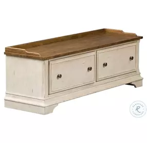Hawthorne Creek Antique White And Wire Brushed Tobacco Storage Hall Bench
