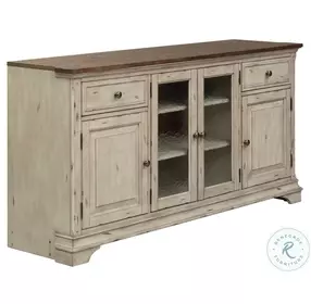 Hawthorne Creek Antique White And Wire Brushed Tobacco Entertainment TV Stand