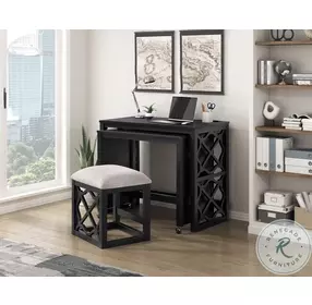 Salina Black Desk with Stool