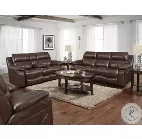 Positano Cocoa Leather Reclining Living Room Set