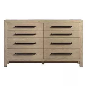 Cornerstone French Oak and White 8 Drawer Stone Top Dresser