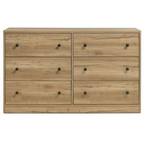 Vega Natural Oak Melamine 6 Drawer Dresser