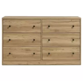 Vega Natural Oak Melamine 6 Drawer Dresser