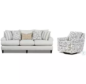 Durango Pewter Off White Performance Fabric Living Room Set with T Cushions