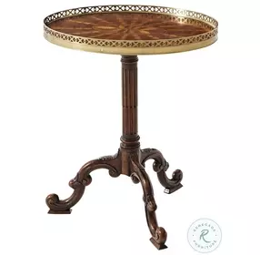 Radiating Walnut Parquetry 19" Oval Accent Table