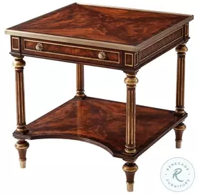 Essential Italian Gold Rub And Ramsey Mahogany Director's 26" Square Side Table