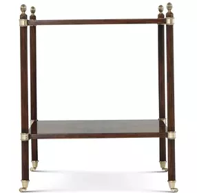 English Cabinet Maker Completon and Gold Square Regency Tiers Side Table