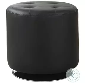 Bowman Black Round Upholstered Ottoman