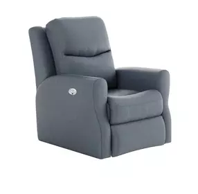 Fame Sky Blue Leather Rocker Power Recliner with Power Headrest and USB Charging