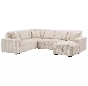 Devonshire Camel Sleeper Sectional with Storage Chaise