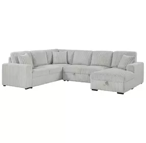 Devonshire Gray Sleeper Sectional with Storage Chaise