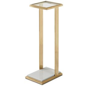 TA Originals Brass and White Rectangular Glass Top San Clemente II Accent Table