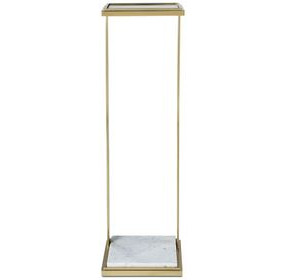 Oasis Brass and White Rectangular Glass Top Clemente Accent Table