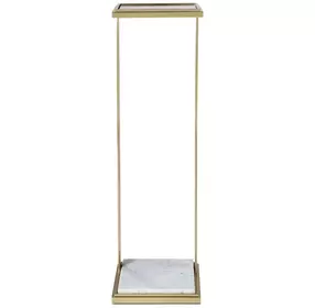 Oasis Brass and White Rectangular Glass Top Clemente Accent Table
