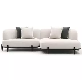 Madera Oatmeal 2 Piece Modular RAF Chaise Sectional with Pillows