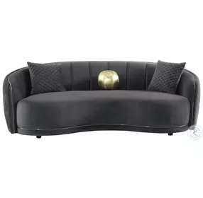 Brookside Dark Gray Velvet Curved 92" Sofa