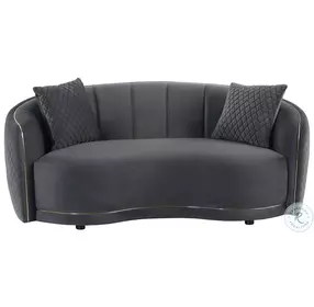 Brookside Dark Gray Velvet Curved 73" Loveseat