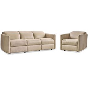 Sierra Beige Leather Power Motion Living Room Set