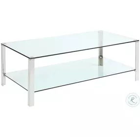 5080 Clear Glass And Polished Stainless Steel Cocktail Table