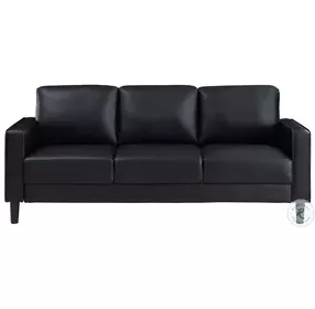 Ruth Black Track Arm Faux Leather 77" Sofa