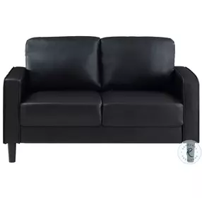 Ruth Black Track Arm Faux Leather 54" Loveseat