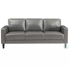 Ruth Gray Track Arm Faux Leather 77" Sofa