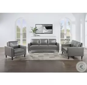 Ruth Gray Track Arm Faux Leather Living Room Set