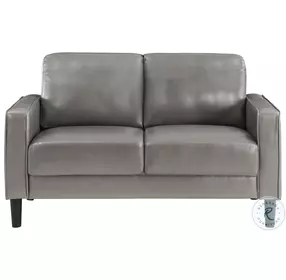 Ruth Gray Track Arm Faux Leather 54" Loveseat