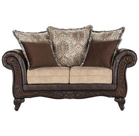 Elmbrook Brown Rolled Arm Loveseat