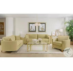 Corliss Camel Velvet Curved Track Arm Living Room Set