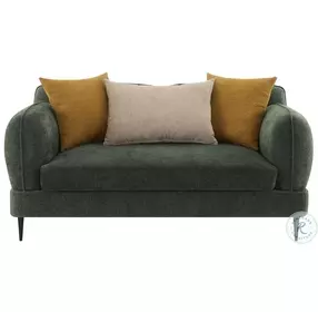 Jade Green Chenille Modern Track Arm 64" Loveseat